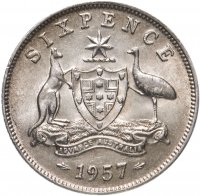 Купить Австралия 6 пенсов (pence) 1957