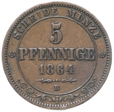 купить Германия, Саксония 5 пфеннигов 1864