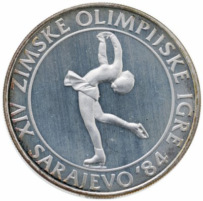 купить Югославия 100 динаров (динара, dinara) 1982 "XIV зимние Олимпийские игры, Сараево 1984 - Фигурное катание"