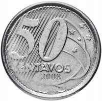 Купить Бразилия 50 сентаво 2008 г.