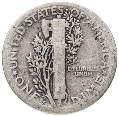 купить США 10 центов (дайм, one dime) 1923 Mercury Dime знак монетного двора: "S" - Сан-Франциско