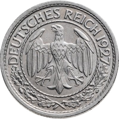 купить Германия 50 рейхспфеннигов (reichspfennig) 1927 знак монетного двора "A" — Берлин