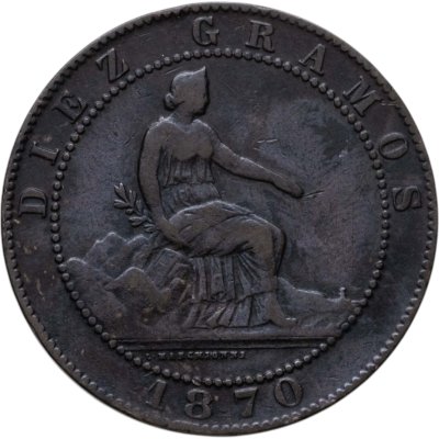 купить Испания 10 сентимо (centimos) 1870