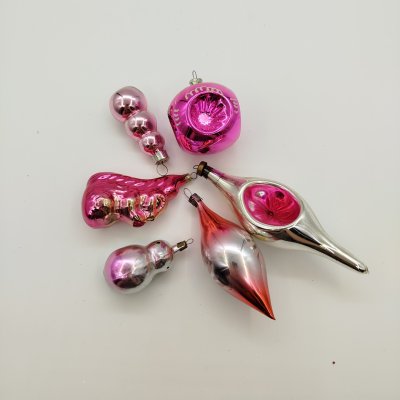 купить Набор из шести ёлочных украшений, стекло, металл, роспись, СССР, 1960-1980 гг.