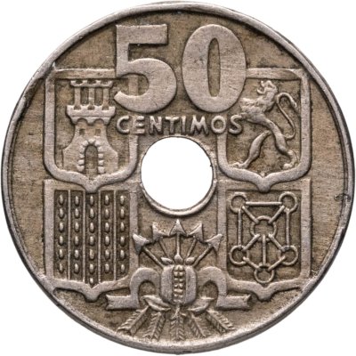 купить Испания 50 сентимо (centimos) 1949 (1956) Стрелы направлены вверх