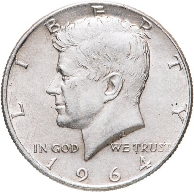 купить США 50 центов (1/2 доллара, half dollar) 1964 Kennedy Half Dollar (Кеннеди) без обозначения монетного двора
