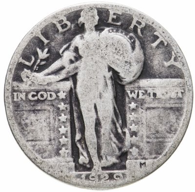купить США 25 центов (квотер, 1/4 доллара, quarter dollar) 1929 Standing Liberty Quarter Без отметки монетного двора
