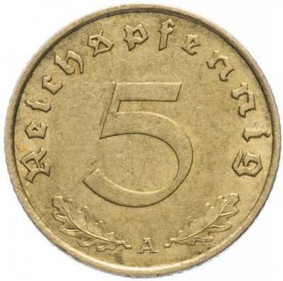 купить Германия (Третий Рейх) 5 рейх пфеннигов 1939 "А"