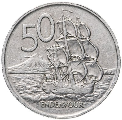 купить Новая Зеландия 50 центов (cents) 1967 Молодая королева (крупный тип)