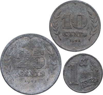 купить Нидерланды набор монет для обращения 1941-1942 (3 штуки)