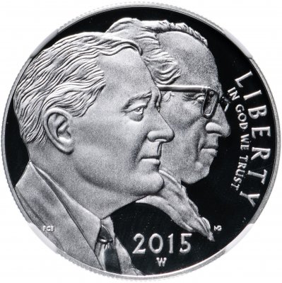 купить США 1 доллар (dollar) 2015 двор W "75 лет фонду March of Dimes" Proof в слабе NGC PF70