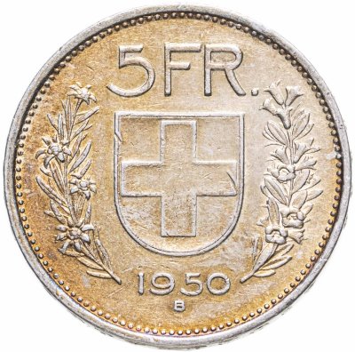 купить Швейцария 5 франков (francs) 1950