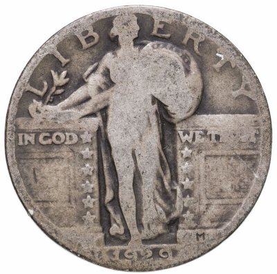 купить США 25 центов (квотер, 1/4 доллара, quarter dollar) 1929 Standing Liberty Quarter Без отметки монетного двора
