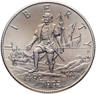купить США 50 центов (1/2 доллара, half dollar) 1992 Columbus Quincentenary (500 лет открытия Америки Христофором Колумбом)