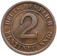 купить Германия, Веймарская республика 2 рейхс(рентен)пфеннига 1923-1936, случайный год