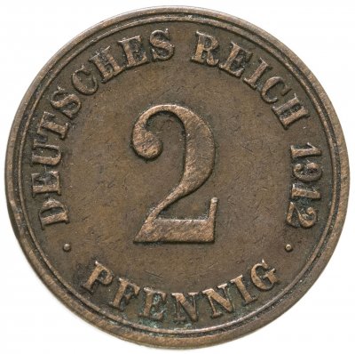 купить Германская Империя 2 пфеннига (pfennig) 1912 "А" - Берлин