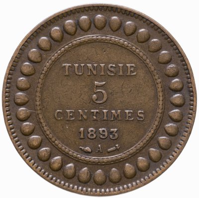 купить Тунис 5 сантимов (centimes) 1893