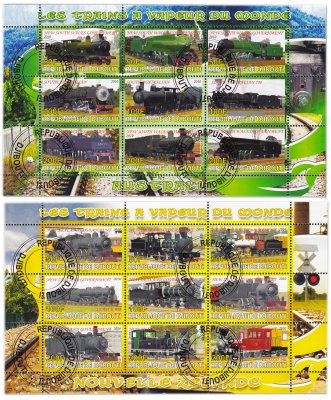 купить Джибути марки набор из 2 квартблоков "Ретро поезда. Австралия и Новая Зеландия"