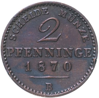 купить Германия, Пруссия 2 пфеннига 1870