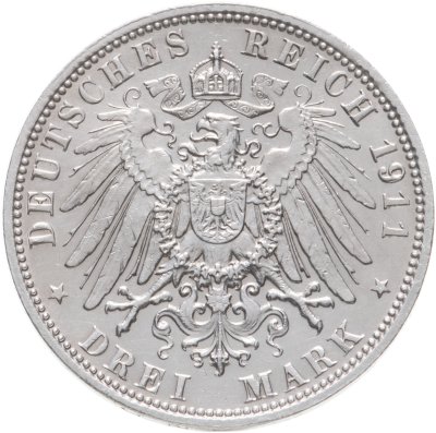 купить Германская империя (Бавария) 3 марки 1911 "90 лет со дня рождения Луитпольда Баварского"