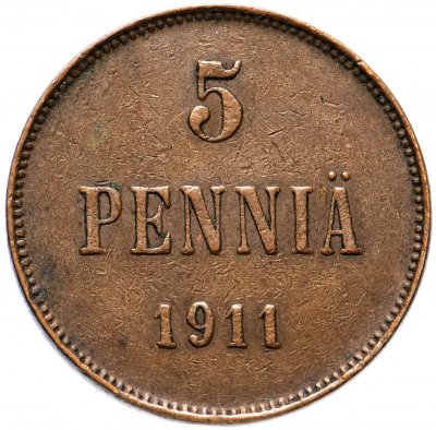 купить 5 пенни (pennia) 1911, монета для Финляндии