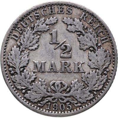 купить Германия 1/2 марки (mark) 1905 A знак монетного двора: "A" - Берлин