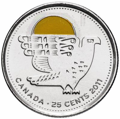 купить Канада 25 центов (cents) 2011 "Природа Канады - Сапсан" (цветная)