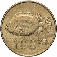 Купить Исландия 100 крон (kronur) 1995-2011, Пинагор (Рыба-воробей)