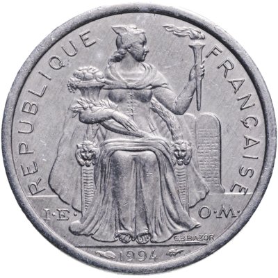 купить Французская Полинезия 1 франк (franc) 1994