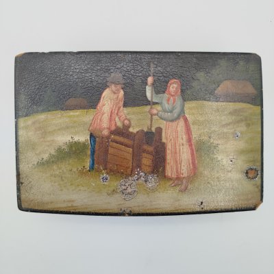 купить Шкатулка "У колодца", папье-маше, роспись, Россия, 1880-1917 гг.