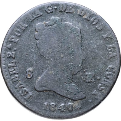 купить Испания 8 мараведи (maravedis) 1840 Изабелла II