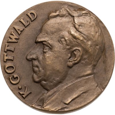 купить Памятная настольная медаль в честь Клемента Готвальда в оригинальном футляре, томпак, Чехословакия, 1973 г.