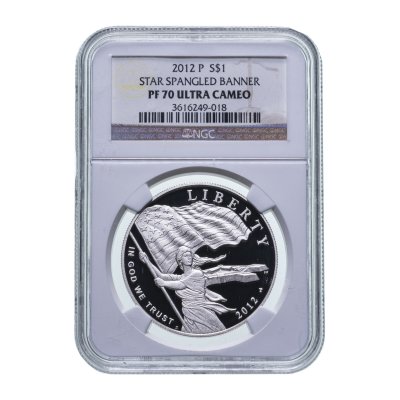 купить США 1 доллар 2012 "200 лет гимну США", в слабе NGC PF70