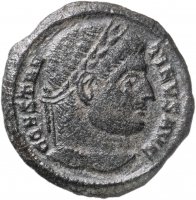 купить Римская Империя, Константин I, 306–337 гг, Нуммий (реверс: Виктория идет вправо, в руках трофей и пальмовая ветвь, попирает пленника)