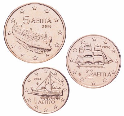 купить Греция набор монет от 1 до 5 евро центов 2014 (3 штуки)