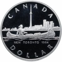 купить Канада 1 доллар (dollar) 1984 "150 лет городу Торонто"