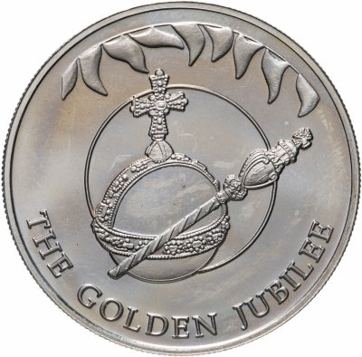 купить Фолклендские острова 50 пенсов 2002 50 лет правлению Королевы Елизаветы II, держава и скипетр
