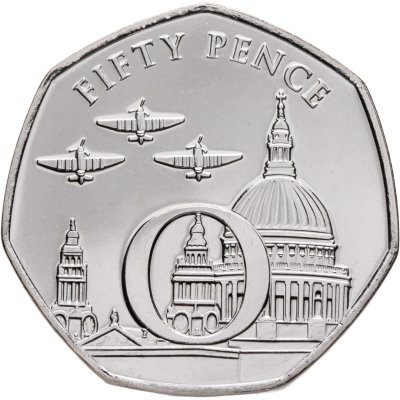 купить Остров Мэн 50 пенсов 2020 "75 лет Дню победы в Европе, буква O"