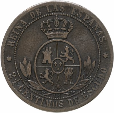 купить Испания 2 1/2 сентимо 1868