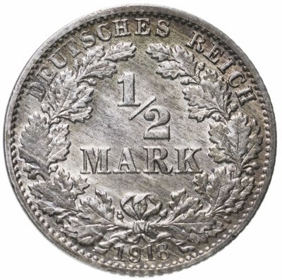 купить Германия (Германская Империя) 1/2 марки 1918 "J"