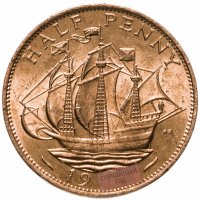 купить Великобритания 1/2 пенни (penny) 1954-1970, случайная дата