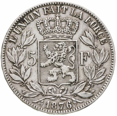 купить Бельгия 5 франков (francs) 1876