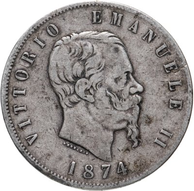 купить Италия 5 лир 1874