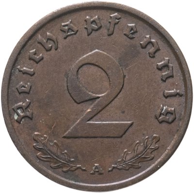 купить Германия (Третий рейх) 2 рейхспфеннига (reichspfennig) 1938, знак монетного двора: "A" - Берлин