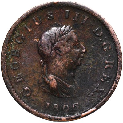 купить Великобритания 1/2 пенни 1806