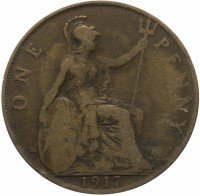 купить Великобритания 1 пенни (penny) 1911-1927 Георг V (большой портрет), случайная дата
