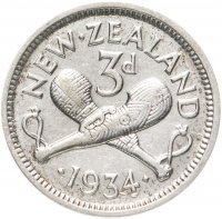 купить Новая Зеландия 3 пенса (pence) 1934, Георг V