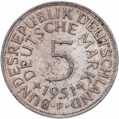 купить Германия 5 марок 1951 Знак монетного двора: "F" - Штутгарт