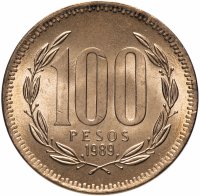Купить Чили 100 песо (pesos) 1989