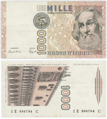 купить Италия 1000 лир 1982 года (Pick 109b)